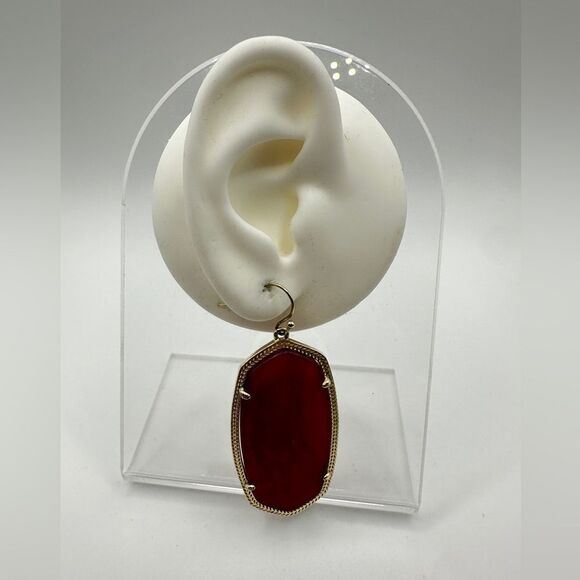 Retired RARE Kendra Scott "Pink Agate" Danielle dangle earrings in gold tone! - Picture 7 of 11